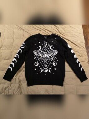 Black Death Head Moth Knit Sweater